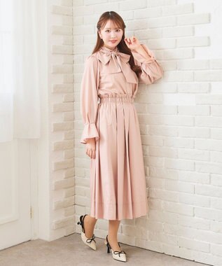 Feroux 【キレイ見えセットアップ対応】リボンタイ ブラウス ピンク系