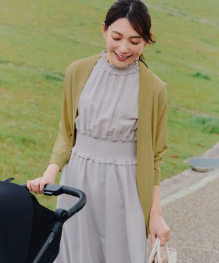 Tiaclasse L 【洗える】体型カバーも叶うドルマンニットカーディガン ライム