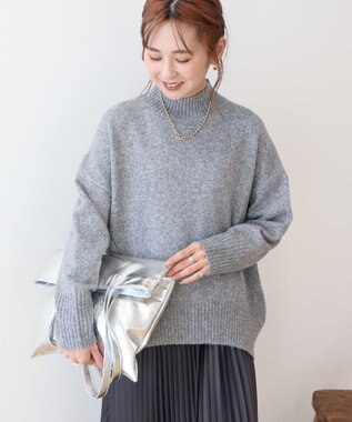 AMERICAN HOLIC モックネックコクーンニットプルオーバー Gray Mixture