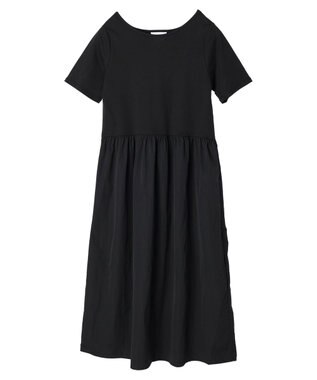 Green Parks Ｂ．ドッキングボリュームギャザーワンピース Black