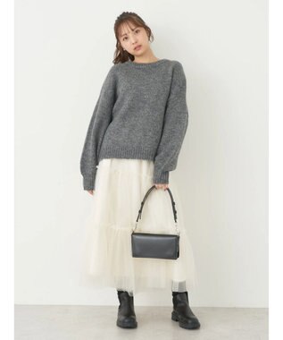 earth music&ecology ファンシーヤーンメランジプルオーバー Dark Gray Mixture