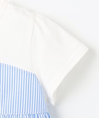 組曲 KIDS 【150-160cm】ビーチコーミングストライプ Tシャツ シーブルー系1