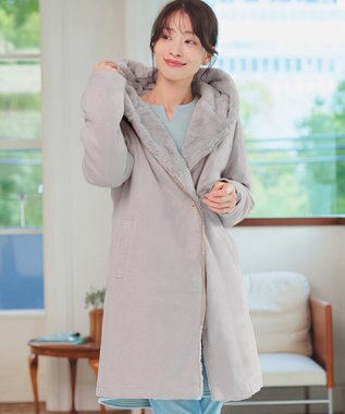 Tiaclasse スエードボンディグフード付きコート グレー