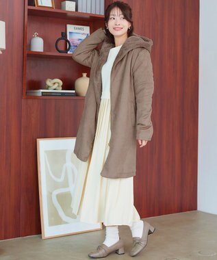 Tiaclasse スエードボンディグフード付きコート モカ