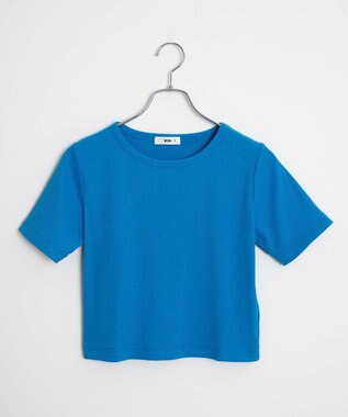 WEGO 【洗える/SML】コンパクトリブT ブルー