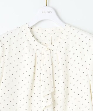 ANY SIS L 【洗える】ラッフルボウ ブラウス オフベース