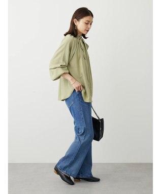 Green Parks スタンドフリルボウタイブラウス Green