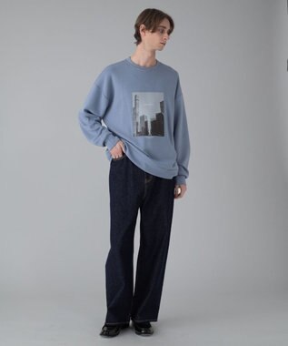 WEGO 【ユニセックス着用ITEM/2点SET/MLサイズ展開】アクセ付きフォトグラフィックプルオーバー サックス