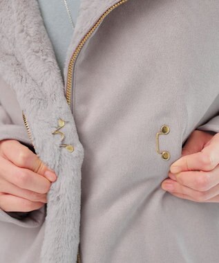 Tiaclasse スエードボンディグフード付きコート グレー