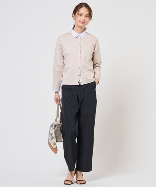 J.PRESS LADIES S 40Gポンチ クルーネック カーディガン ベージュ系