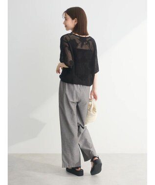 Green Parks 花柄メッシュニットプルオーバー Black