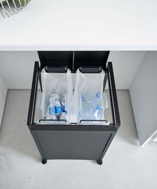 tower 蓋付き目隠し分別ダストワゴン タワー 2分別 ブラック ブラック