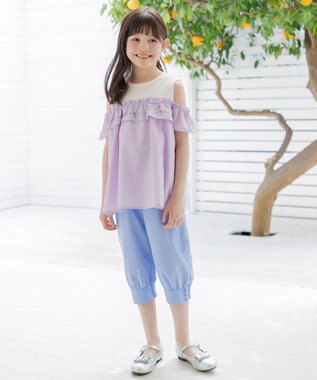 組曲 KIDS 【150-170㎝】 クロップドカフスパンツ サックスブルー