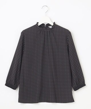 J.PRESS LADIES 【洗える】シュリンクデシン ジオメトリックプリント ブラウス ネイビー系5