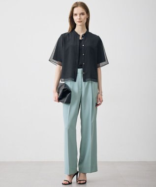 ICB L オーガンコンビシャーティング クロップドシャツ ブラック
