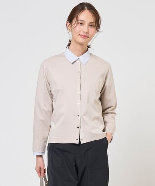 J.PRESS LADIES S 40Gポンチ クルーネック カーディガン ベージュ系