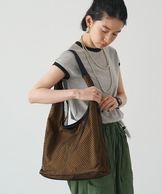 russet ≪A4サイズ収納可能≫メッシュホーボーバッグ(CE-1749) Black/BR