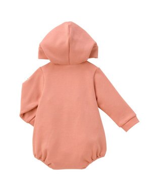MIKI HOUSE HOT BISCUITS 【70-90cm】【NEW Color Series】耳付きロンパース サーモンピンク