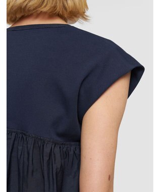 JOSEPH 【洗える】ポプリンジャージー　キャップスリーブティーシャツ Navy