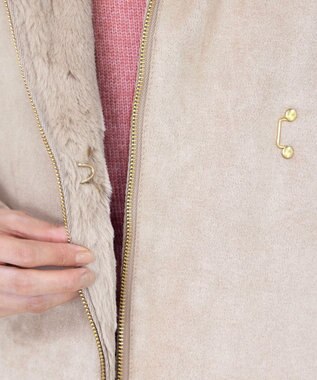 Tiaclasse スエードボンディグフード付きコート ベージュ