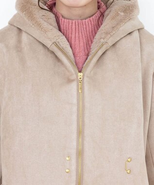 Tiaclasse スエードボンディグフード付きコート ベージュ