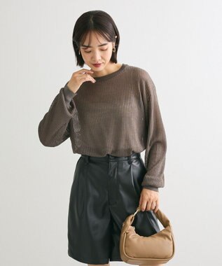 Green Parks ラメシアーリブニットプルオーバー Gray