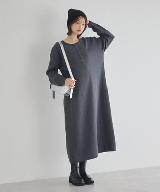 earth music&ecology ソウバリヘンリーニットワンピース Charcoal Gray