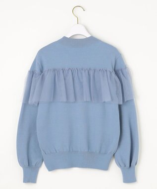 ANY SIS 【洗える】フリルチュールコンビ ニット ライトブルー
