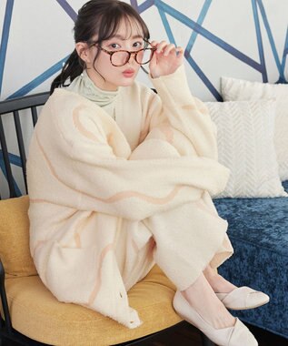 Tiaclasse ふわもちニュアンス配色ニットパンツ アイボリー