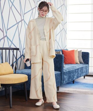 Tiaclasse ふわもちニュアンス配色ニットパンツ アイボリー