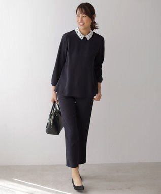 J.PRESS LADIES 【セットアップ対応】セラテリーダブルクロス テーパード パンツ ネイビー系