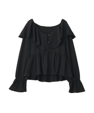 earth music&ecology 【予約】ラッフルカラーカットブラウス ブラック