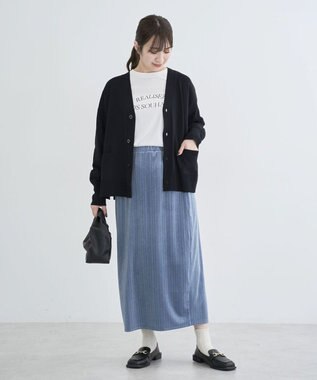 Green Parks ラメベロアＩラインスカート Sax