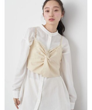 earth music&ecology ピンストライプ胸元レースビスチェ Beige