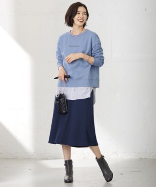 J.PRESS LADIES ロゴ 裏毛 カットソー サックスブルー系