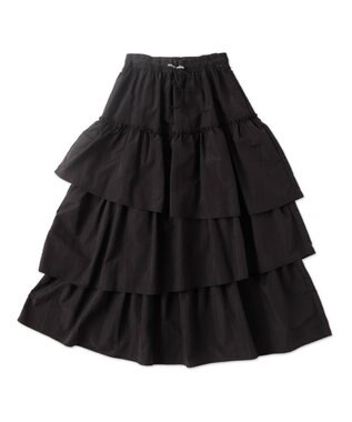 WEGO ナイロンティアードロングスカート ブラック