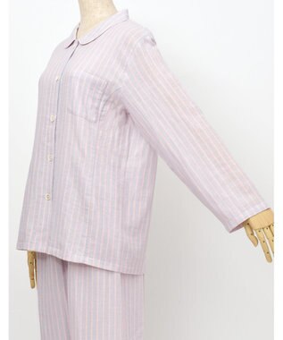 Wing パジャマ 長袖 長ズボン 綿100% 二重ガーゼ素材 すっきりとしたシルエット 通気性（身生地部） シャツタイプ 上下セット レディース EP6000 ウイング／ワコール グレー