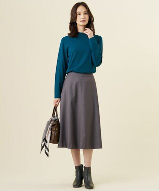 J.PRESS LADIES ギャバストレッチ フレア スカート グレー系