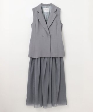 GRACE CONTINENTAL テーラーチュールワンピース グレー