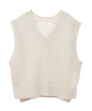 Green Parks ショートラメニットベスト Beige