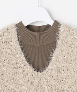 Feroux ジレ付きニット ワンピース ベージュ系