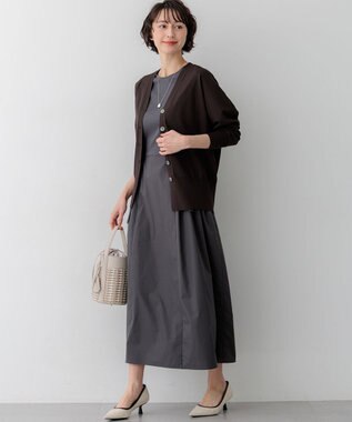 23区 S 【先行予約】レーヨンポリエステルストレッチ Vネック カーディガン ダークブラウン系