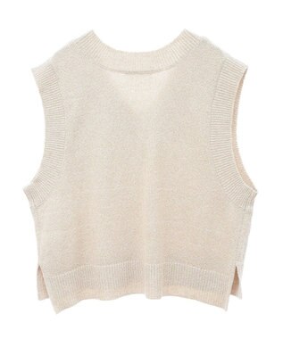 Green Parks ショートラメニットベスト Beige