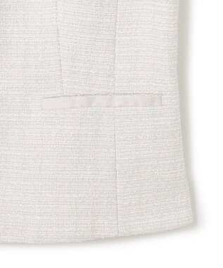 23区 L 【セットアップ対応】ライトシャインツイード ノーカラージャケット ライトグレー系