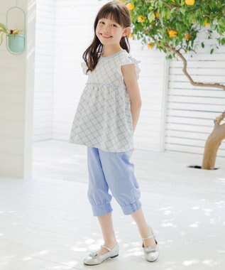 組曲 KIDS 【150-170㎝】 クロップドカフスパンツ サックスブルー