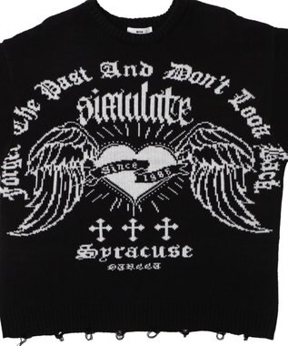 WEGO ウイングハートダメージニット ブラック