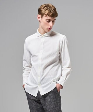 JOSEPH HOMME 【新素材】グリットタックジャージー　ホリゾンタルカラーシャツ ホワイト系