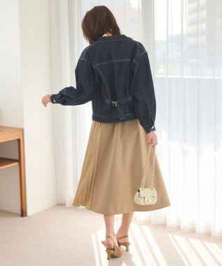 Feroux 【洗える】プリーツコンビ スカート ベージュ系