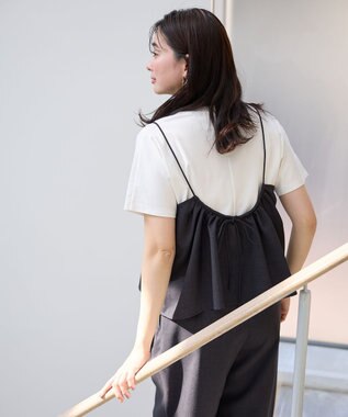 ANY 【2SET/洗濯機可】テックリネンキャミソール×パンツセットアップ チャコール