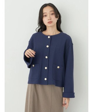 earth music&ecology 金釦スラブカーディガン Navy